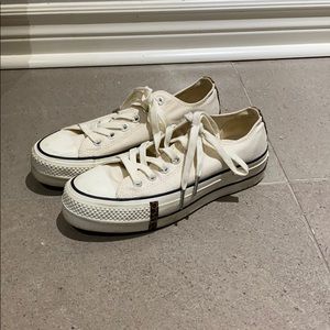 Platform beige converse with leopard print